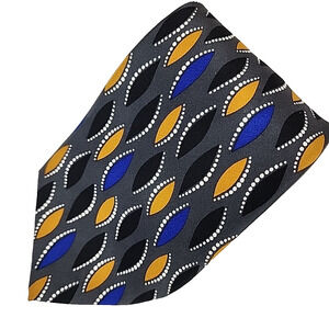 Metropolitan Lord & Taylor Necktie Silk Gray Geometric Vintage Made in USA